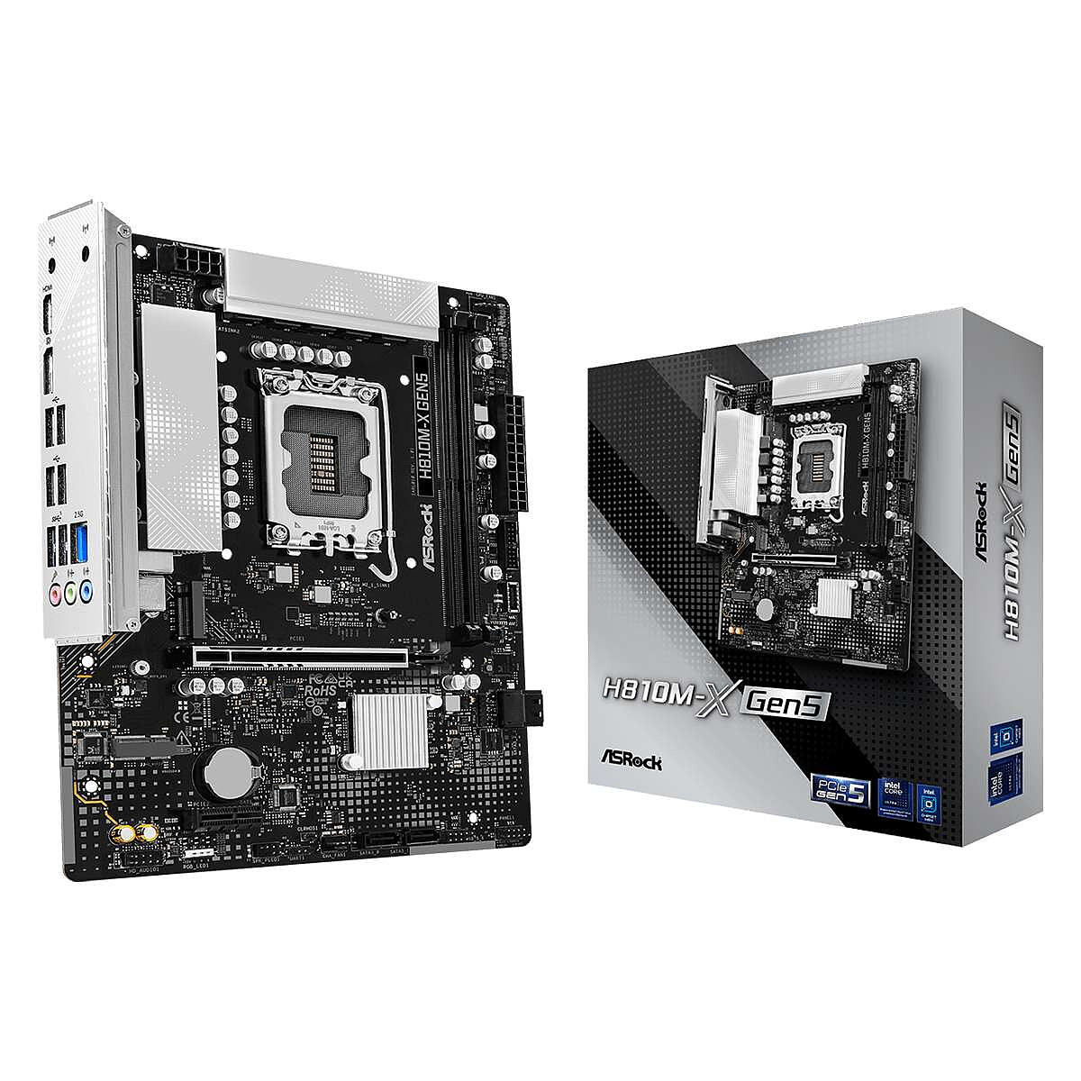 Carte mère ASRock H810M X Gen5 Intel H810 LGA1851 DDR5 Micro ATX DisplayPort - vue 2