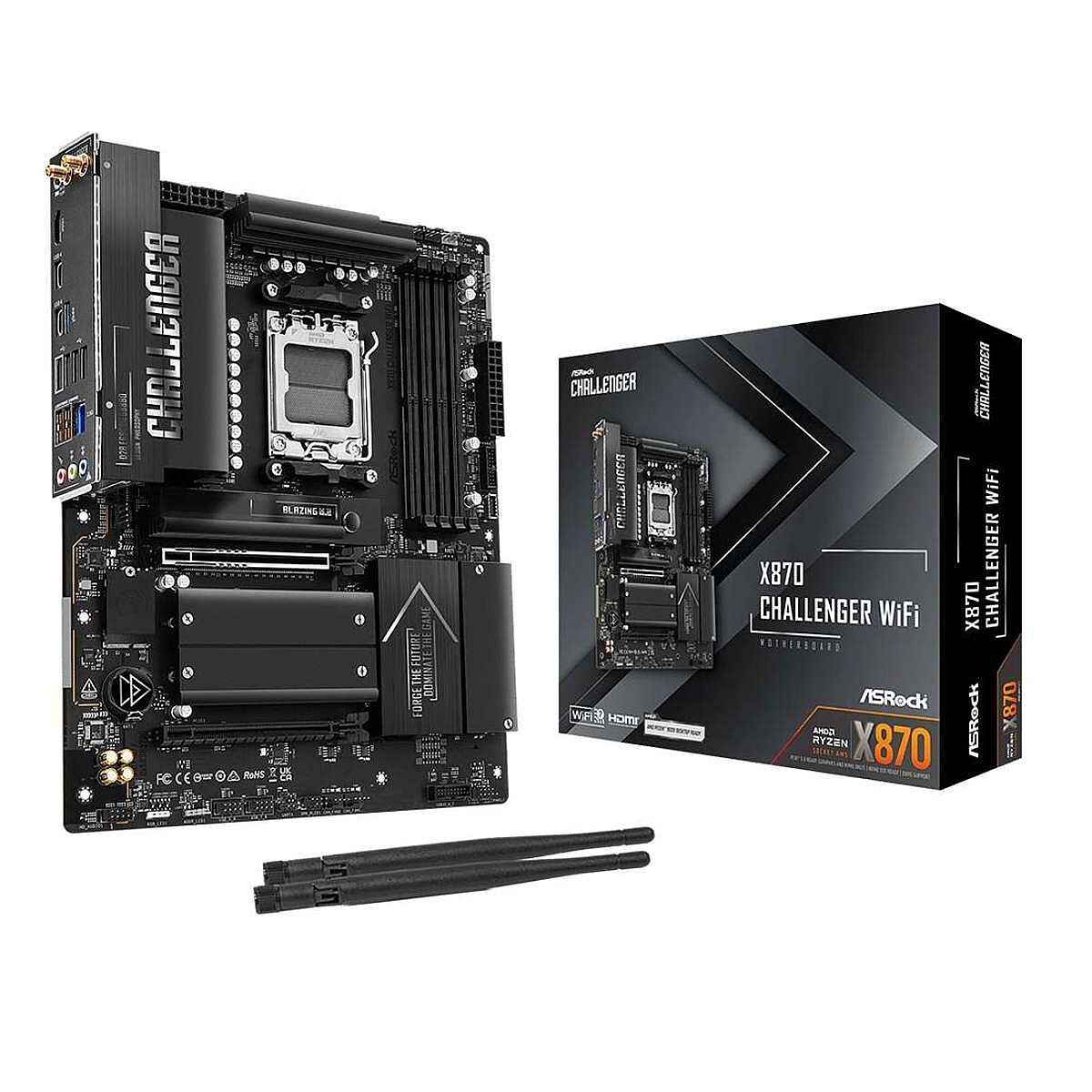 Carte mère AsRock X870 Challenger AMD X870 AM5 DDR5 ATX WiFi 7 PCIe 5.0 Bluetooth - vue 4