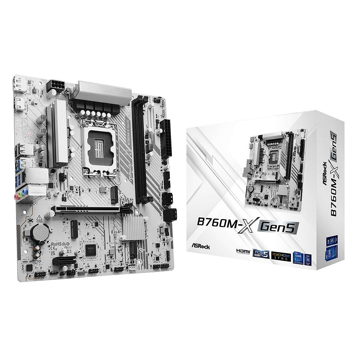 Carte mère Asrock B760M X Gen5 B760 LGA1700 DDR5 Micro ATX 2.5GbE RGB - vue 3