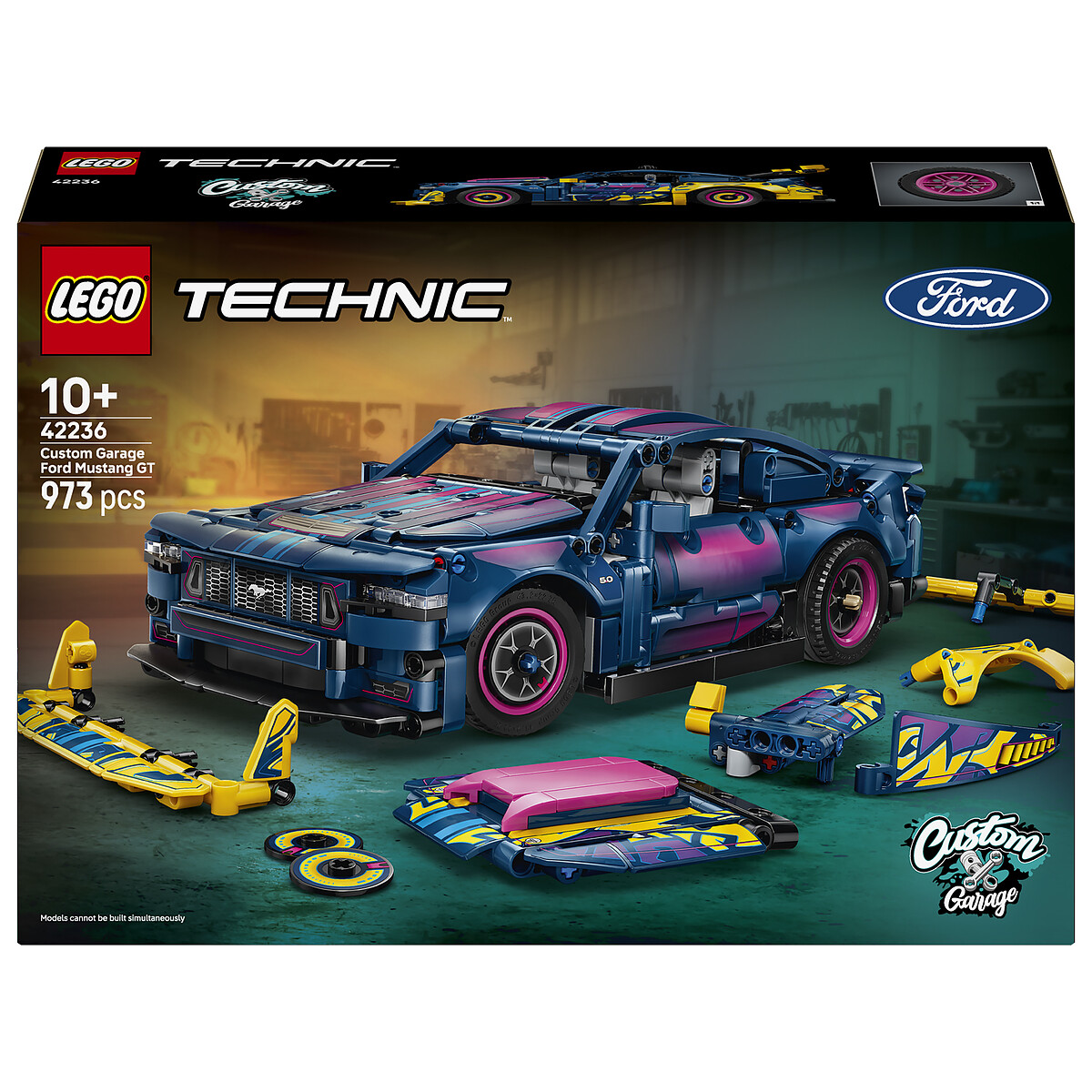 Lego Multi-Couleurs Technic 42236 Ford Mustang Gt Personnalisable 973 Pièces, Boîte Modèle De Voiture, 8 Cylindres, Direction Via Bouton Sur Le Toit, Bleu/Violet Et Rose/Violet - Neuf - Image 5