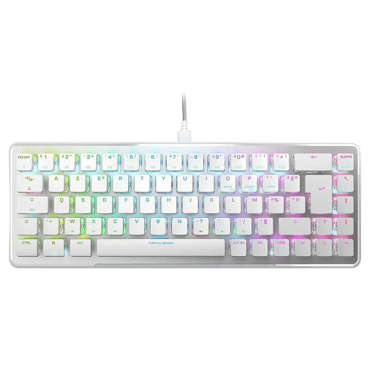 Turtle Beach Blanc Vulcan Ii Mini – Clavier Gaming Optique 65% Avec Éclairage Rgb Personnalisable, Technologie De Duplication De Boutons, Plaque En Aluminium - Neuf - Image 4