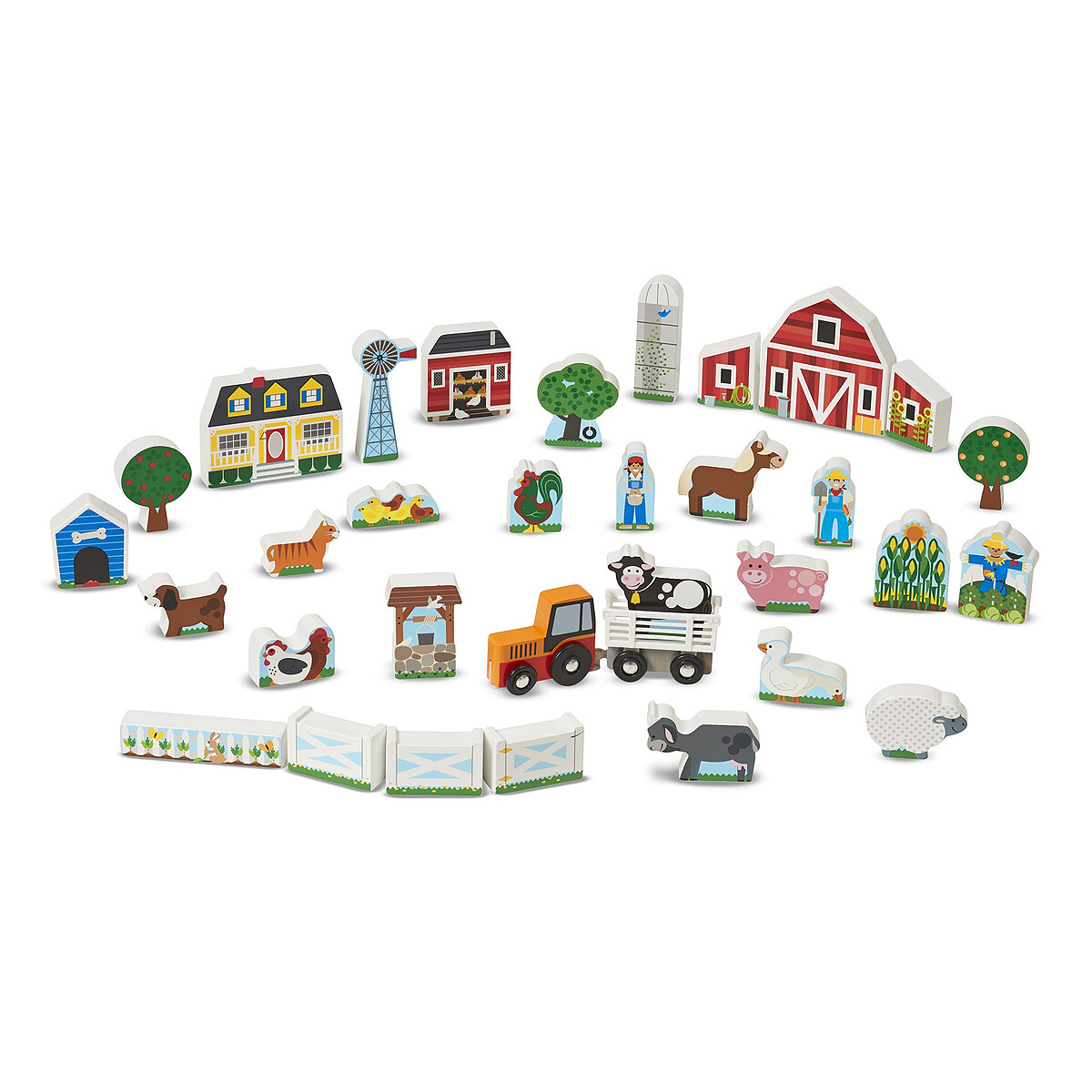 Melissa & Doug Ensemble De Jeu De Ferme Et De Tracteur En Bois - 14800 ...
