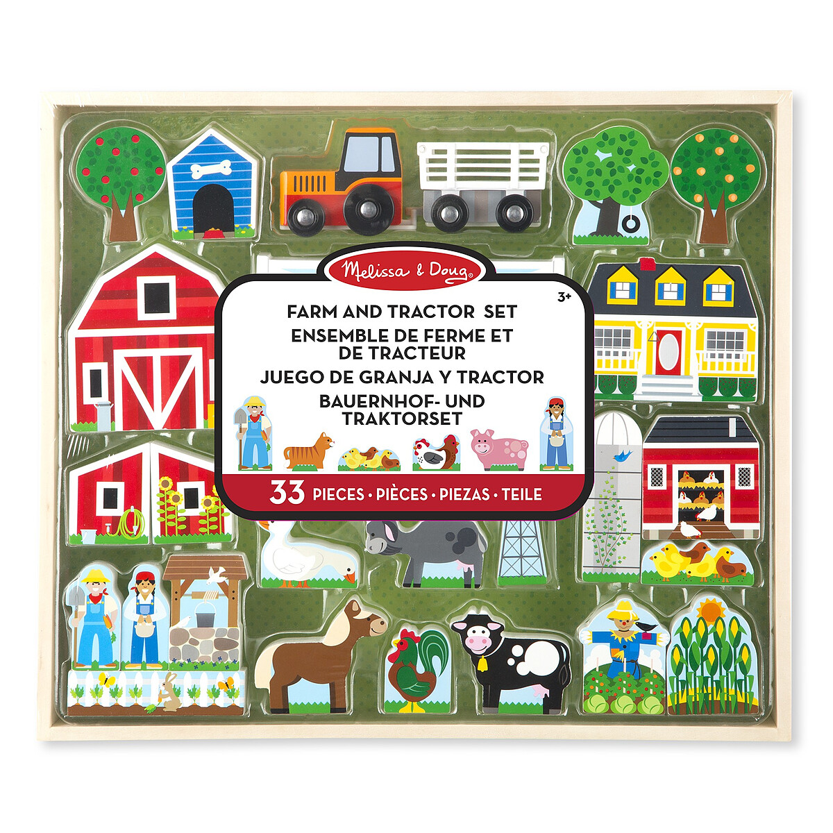 Melissa & Doug Ensemble De Jeu De Ferme Et De Tracteur En Bois - 14800 ...