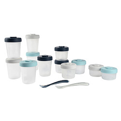 BÉABA Pack Premier Repas 12 Portions Clip + 2 Cuillères 1er Âge Silicone - Storm