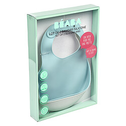 BÉABA Lot de 2 Bavoirs Silicone - Light Mist & Airy Green
