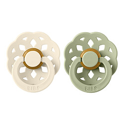 Bibs Lot de 2 Sucettes Rondes Boheme Ivory & Sage - 6/18 Mois