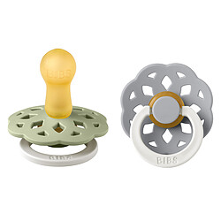 Avis Bibs Lot de 2 Sucettes Rondes Boheme Glow Sage & Cloud - 6/18 Mois