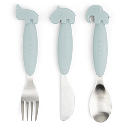 Done by Deer Lot de 3 Couverts Easy Grip - Deer Friends Bleu