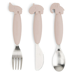 Done by Deer Lot de 3 Couverts Easy Grip - Deer Friends Rose