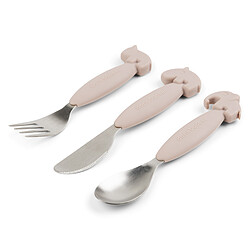 Done by Deer Lot de 3 Couverts Easy Grip - Deer Friends Rose