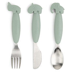 Done by Deer Lot de 3 Couverts Easy Grip - Deer Friends Vert