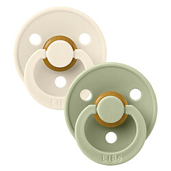 Bibs Lot de 2 Sucettes Symétriques Colour Ivory & Sage - 6/18 Mois