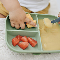 BÉABA Assiette Compartimentée avec Ventouse - Sage Green