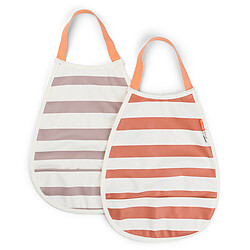 Done by Deer Lot de 2 Bavoirs Elastiques - Rayures Papaye et Rose