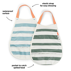 Done by Deer Lot de 2 Bavoirs Elastiques - Rayures Bleu et Vert