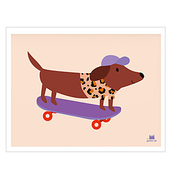 Ma petite vie Affiche Chien Skateur - 30 x 40 cm