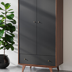 Vox Meubles Armoire 2 Portes Mid - Noir et Noyer