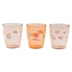 Done by Deer Lot de 3 Mini Verres Yummy Happy Clouds Papaye - 120 ml