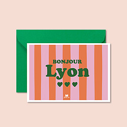 Ma petite vie Carte Bonjour Lyon Rayures