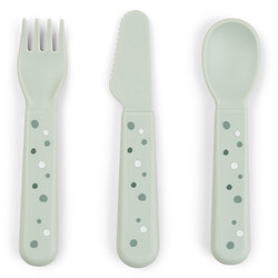 Done by Deer Lot de 3 Couverts Foodie - Happy Dots Vert