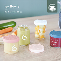 Babymoov Lot de 9 ISY BOWLS en Verre 120 et 250 ml - Multicolore