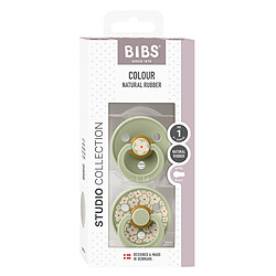 Lot de 2 Sucettes Rondes Bibs Studio Jasmine Sage Mix - 0/6 Mois