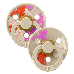 Lot de 2 Sucettes Rondes Bibs Studio Morning Bloom Vanilla - 0/6 Mois