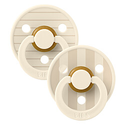 Lot de 2 Sucettes Rondes Bibs Studio Pin Ivory Vanilla Mix - 6/18 Mois