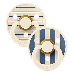 Lot de 2 Sucettes Rondes Bibs Studio Pin Steel Blue - 0/6 Mois