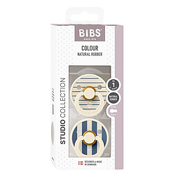 Lot de 2 Sucettes Rondes Bibs Studio Pin Steel Blue - 0/6 Mois