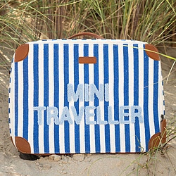 Childhome Valise Mini Traveller - Rayures Bleu Electrique Bleu Clair