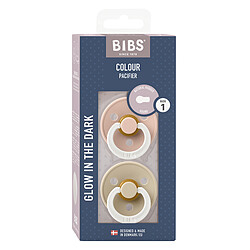 Bibs Lot de 2 Sucettes Rondes Night Colour Blush & Vanilla - 0/6 Mois