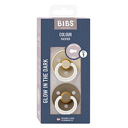 Bibs Lot de 2 Sucettes Rondes Night Colour Dark Oak & Vanilla - 0/6 Mois