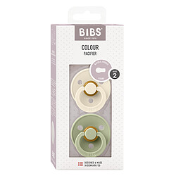 Bibs Lot de 2 Sucettes Rondes Colour Ivory & Sage - 6/18 Mois