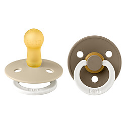 Bibs Lot de 2 Sucettes Rondes Night Dark Oak & Vanilla - 6/18 Mois