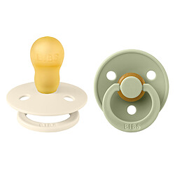 Bibs Lot de 2 Sucettes Rondes Colour Ivory & Sage - 18 Mois +