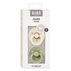 Bibs Lot de 2 Sucettes Anatomiques Colour Ivory & Sage - 0/6 Mois