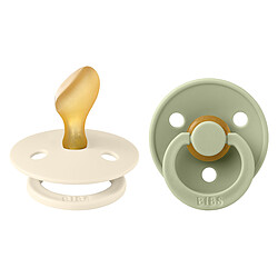 Bibs Lot de 2 Sucettes Anatomiques Colour Ivory & Sage - 6/18 Mois