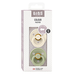 Bibs Lot de 2 Sucettes Rondes Colour Ivory & Sage - 0/6 Mois