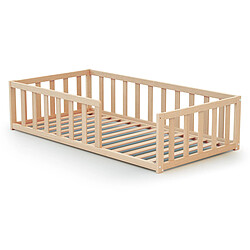 WEBABY Lit au Sol Kaïa Hêtre Brut - 70 x 140 cm