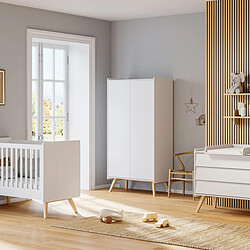 Vox Meubles Armoire 2 Portes Vintage - Blanc et Chêne