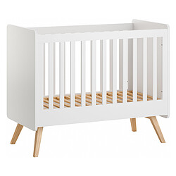 Vox Meubles Lit Bébé Vintage Blanc et Chêne - 60 x 120 cm
