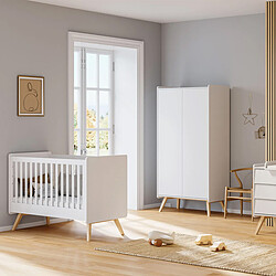 Vox Meubles Lit Bébé Evolutif Vintage Blanc et Chêne - 70 x 140 cm