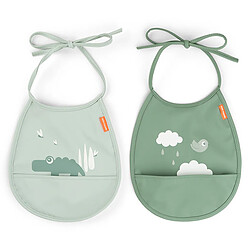 Done by Deer Lot de 2 Petits Bavoirs - Croco Vert