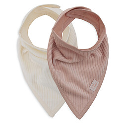 Jollein Lot de 2 Bavoirs Bandana Velvet Rib - Wild Rose & Ivory