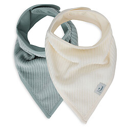 Jollein Lot de 2 Bavoirs Bandana Velvet Rib - Sea Green & Ivory