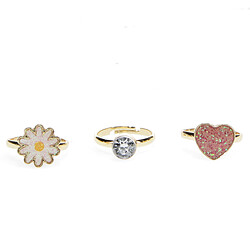 Avis Rex London Lot de 3 Bagues Pailletées - Coeur