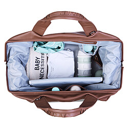 Childhome Mommy Bag Large Signature Similicuir - Marron Foncé pas cher