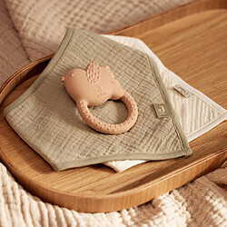 Jollein Lot de 2 Bavoirs Bandana Gaze de Coton - Olive Green & Oatmeal