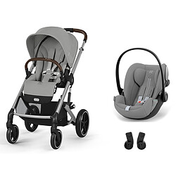 Cybex Poussette Duo Balios S Lux Cadre Argent et Siège Auto Cloud G Plus i-Size - Stone Grey